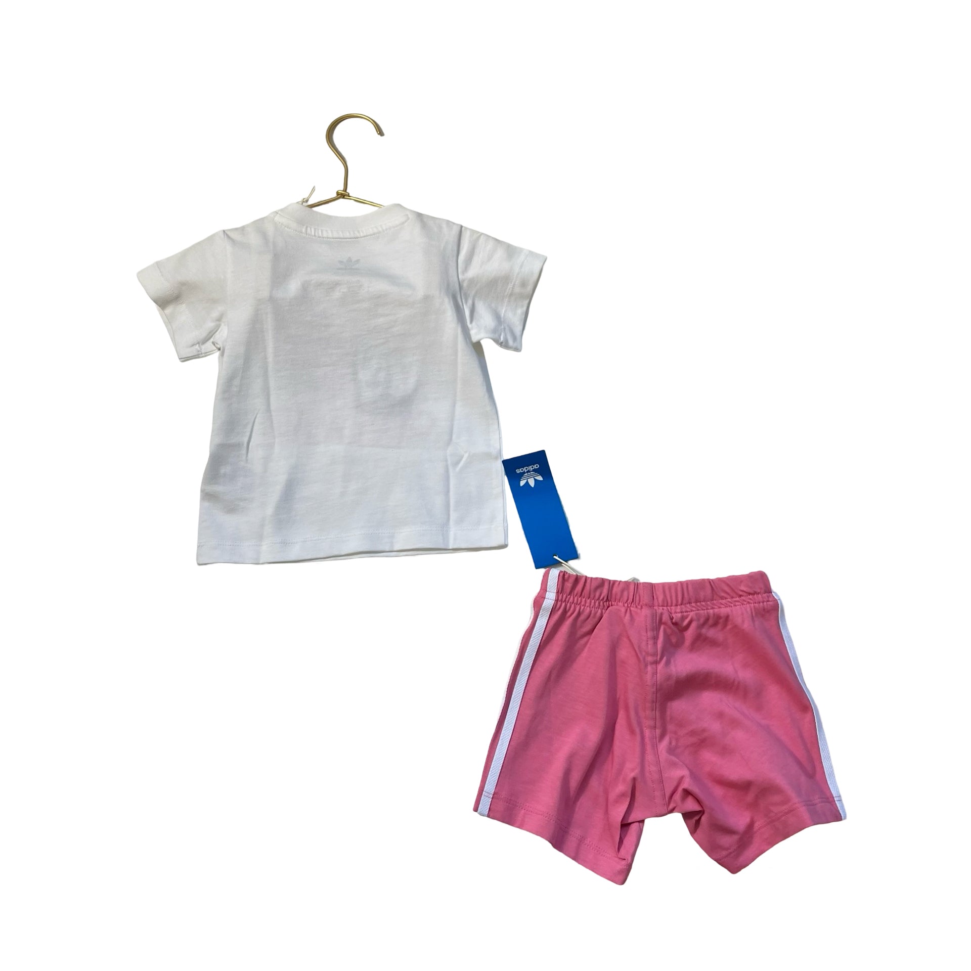 Adidas White Logo Top & Pink Short Set with Tag - Size 9 Months - Bounce Mkt