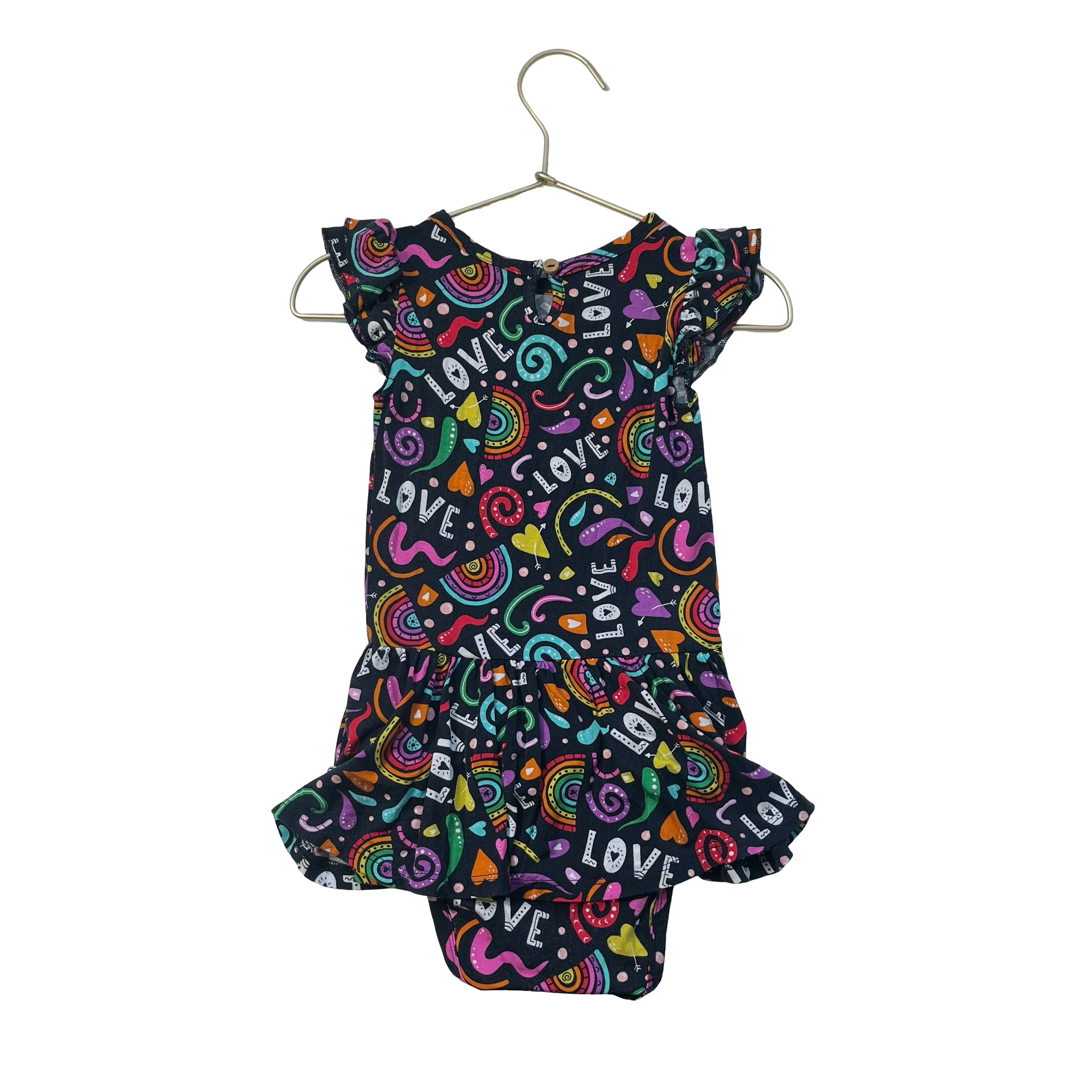 Little Bum Bums Graphic Print Black Dress - Size 2