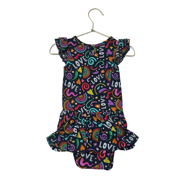 Little Bum Bums Graphic Print Black Dress - Size 2