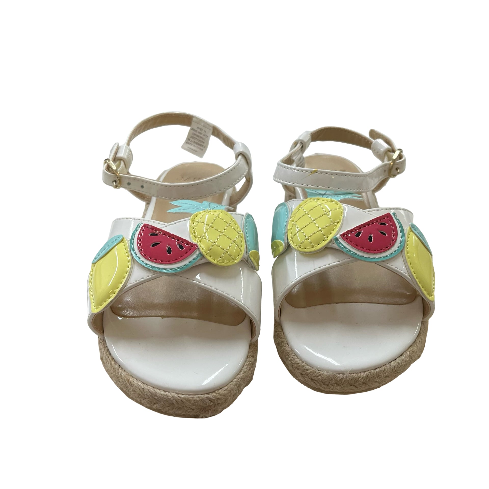 Janie and Jack White Patent Fruit Sandals - Size 11