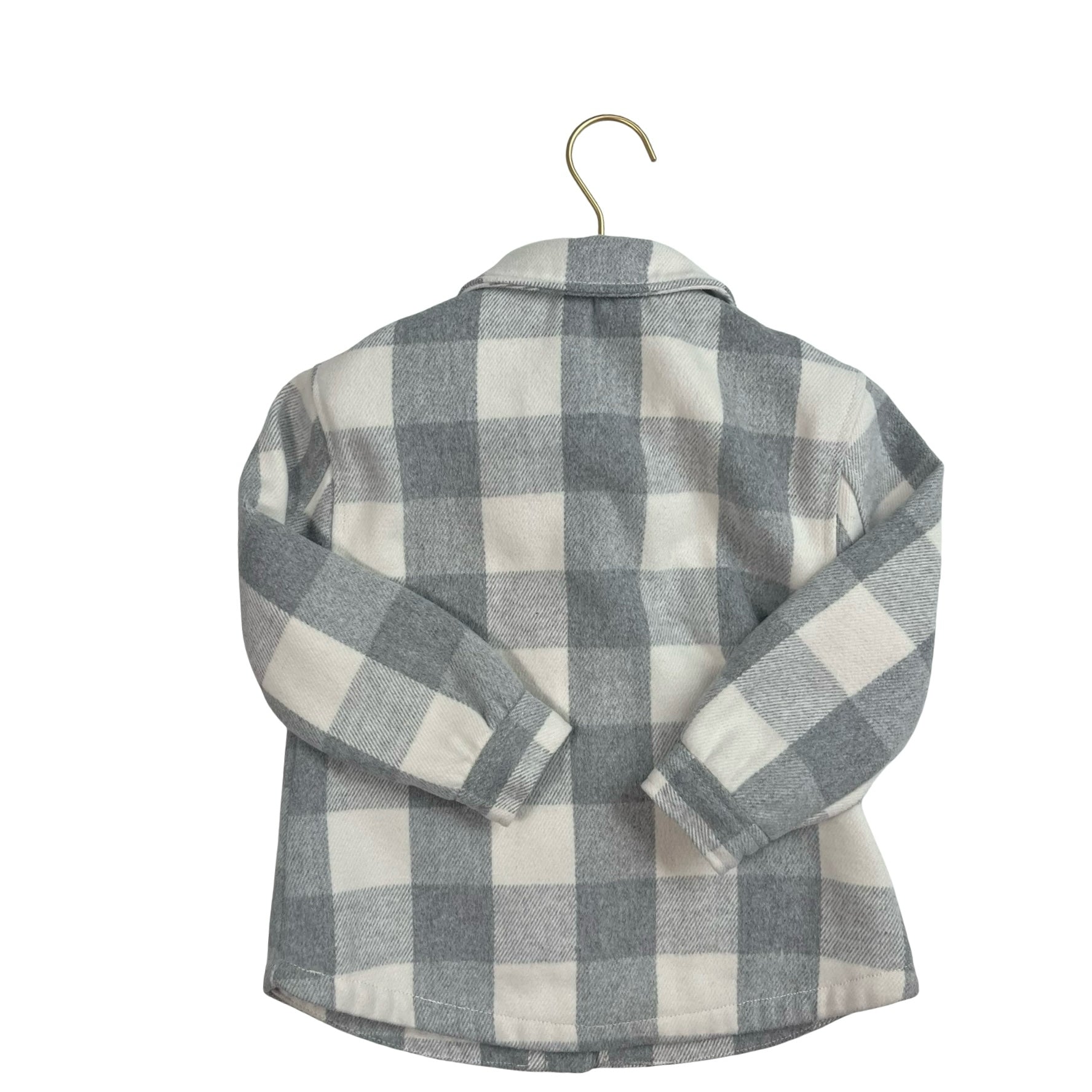 Old Navy Gray & Ivory Plaid Shacket Jacket - Size 5T