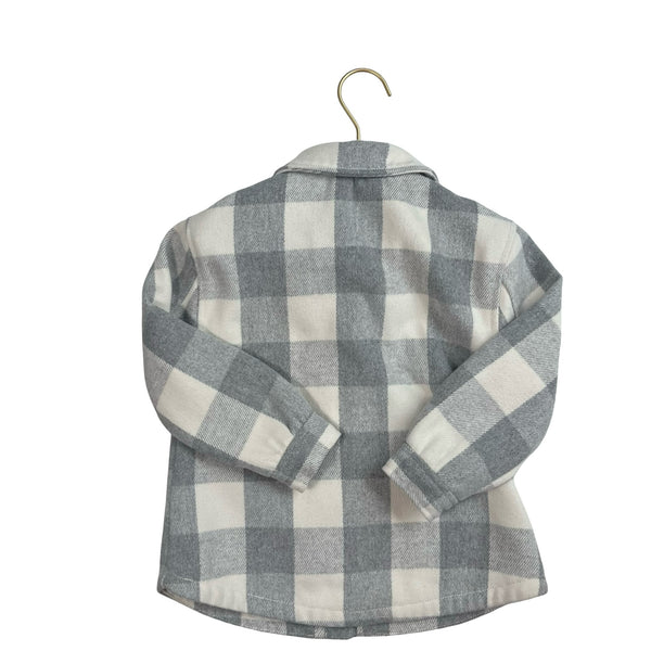 Old Navy Gray & Ivory Plaid Shacket Jacket - Size 5T