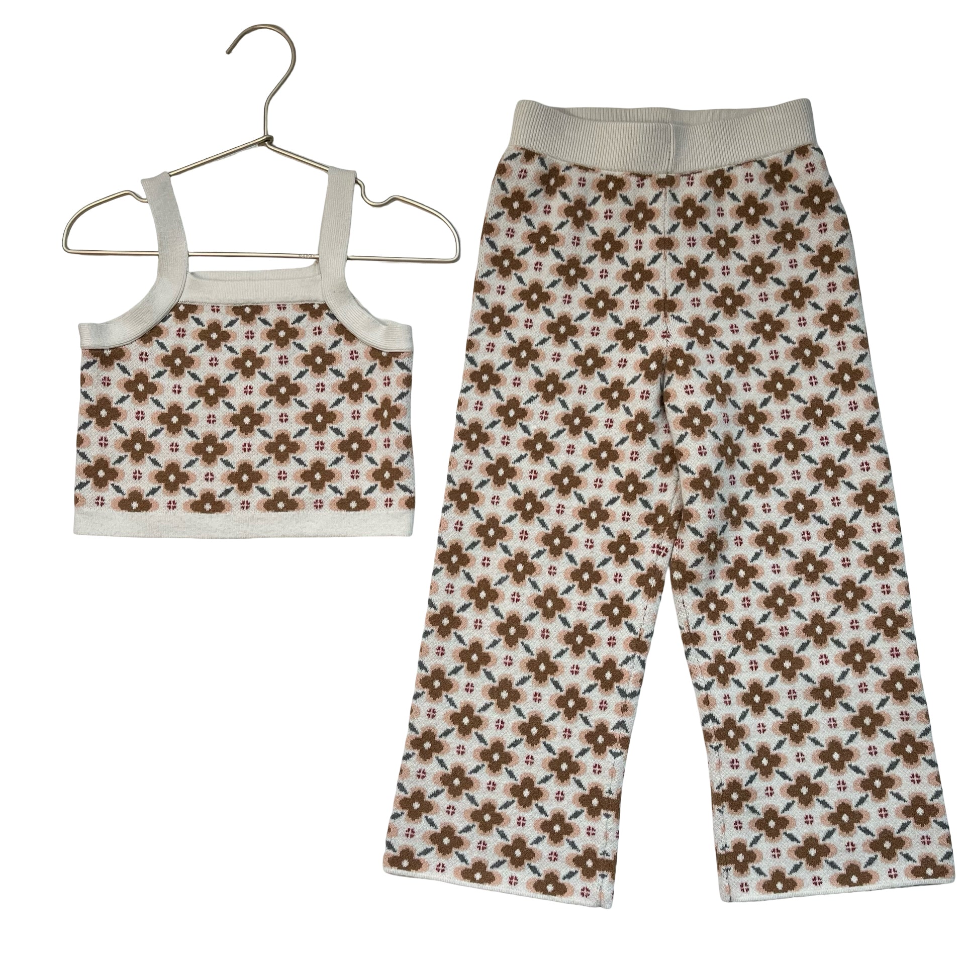 Rylee & Cru Flower Pattern Knit Tank & Wide-Leg Pants Set - Size 6-7Y