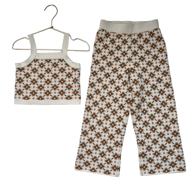 Rylee & Cru Flower Pattern Knit Tank & Wide-Leg Pants Set - Size 6-7Y