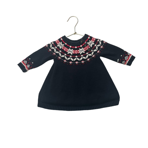 Hanna Andersson Black Fair Isle Sweater Dress - Size 6-12 Mo