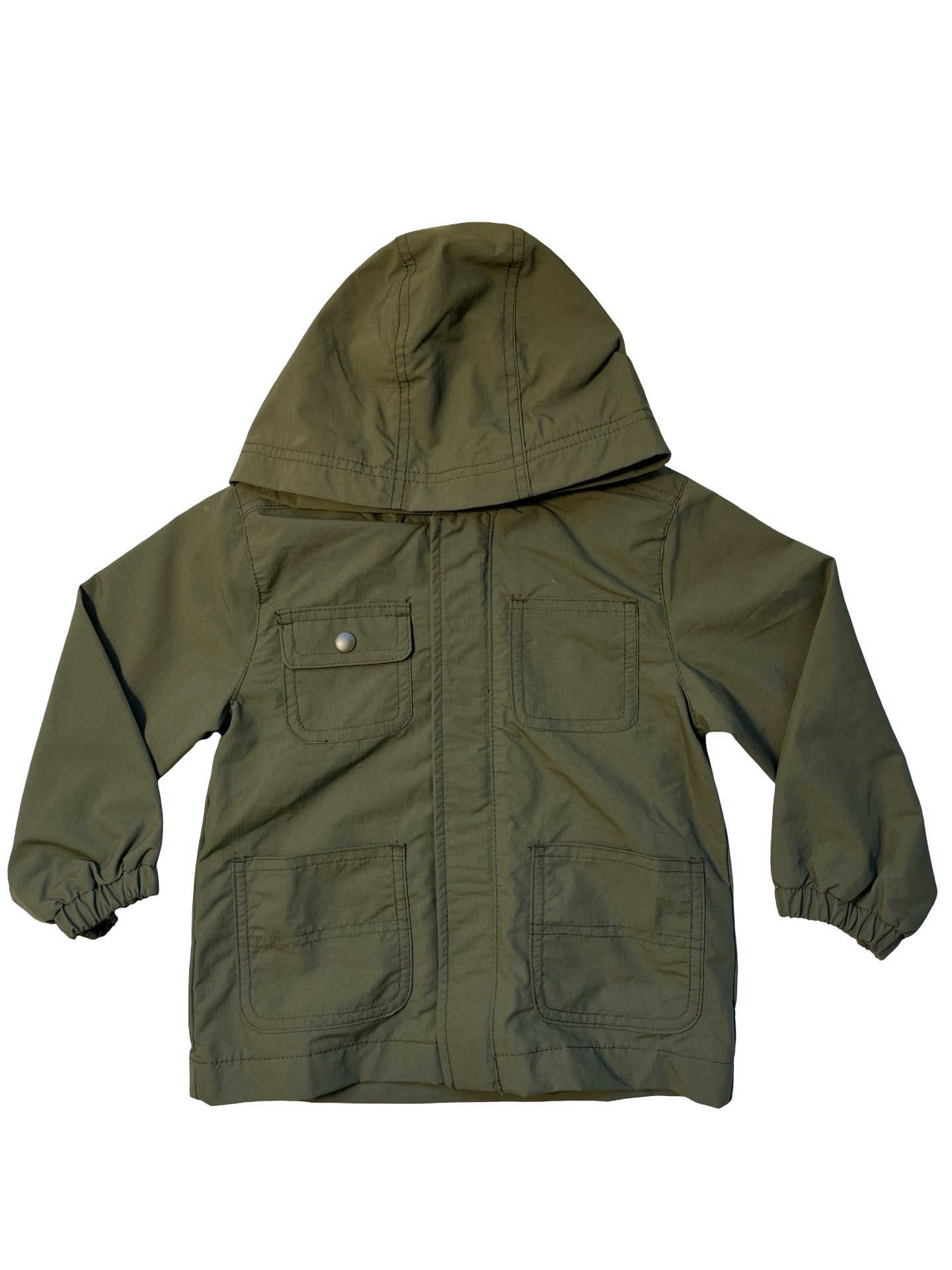 Old Navy Jersey-Lined Olive Green Hooded Jacket - Size 3T