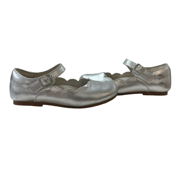 L'Amour Leather Silver Metallic Mary Jane Shoes - Size 1Y Big Kid