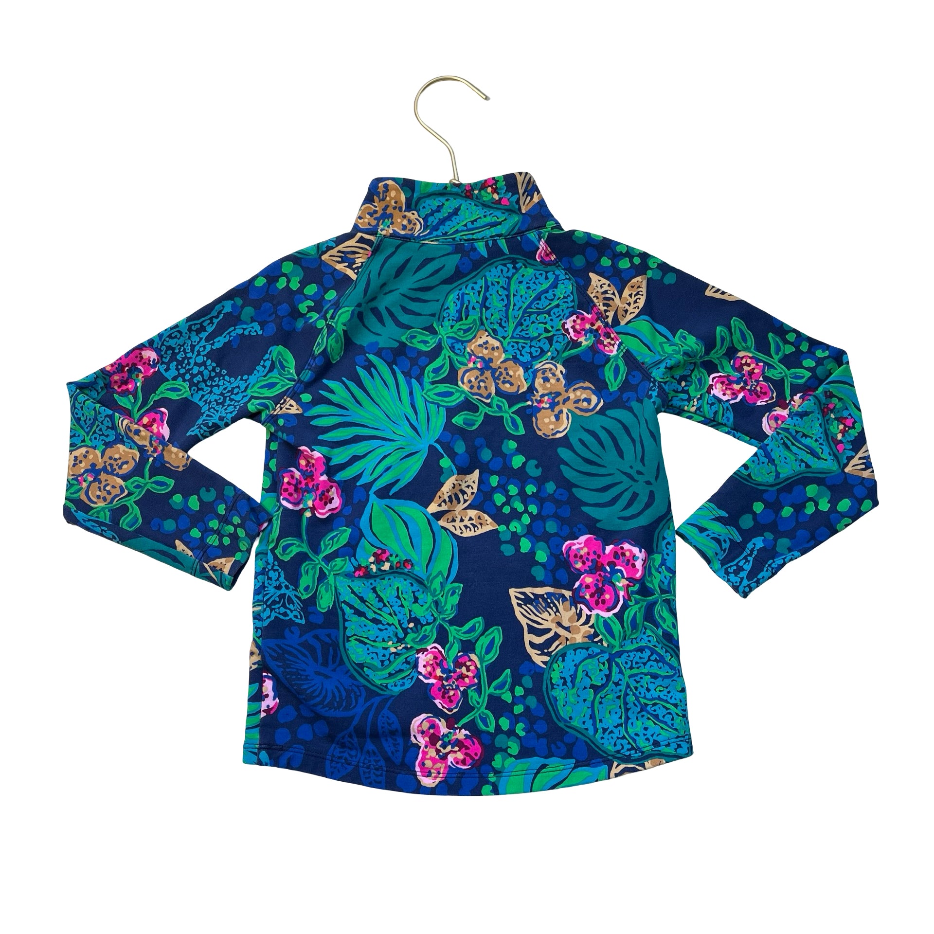 Lilly Pulitzer Colorful Tropical Print Quarter-Zip Pullover - Size S 4-5