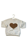 Zara Ivory & Leopard Heart Sweatshirt - Size 6
