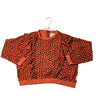 Piupiuchick Orange Leopard Print Terry Ruffle Sweatshirt - Size 8Y