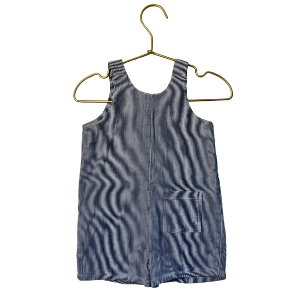 Bout'Chou Blue & White Striped Shortalls - Size 18 Mo