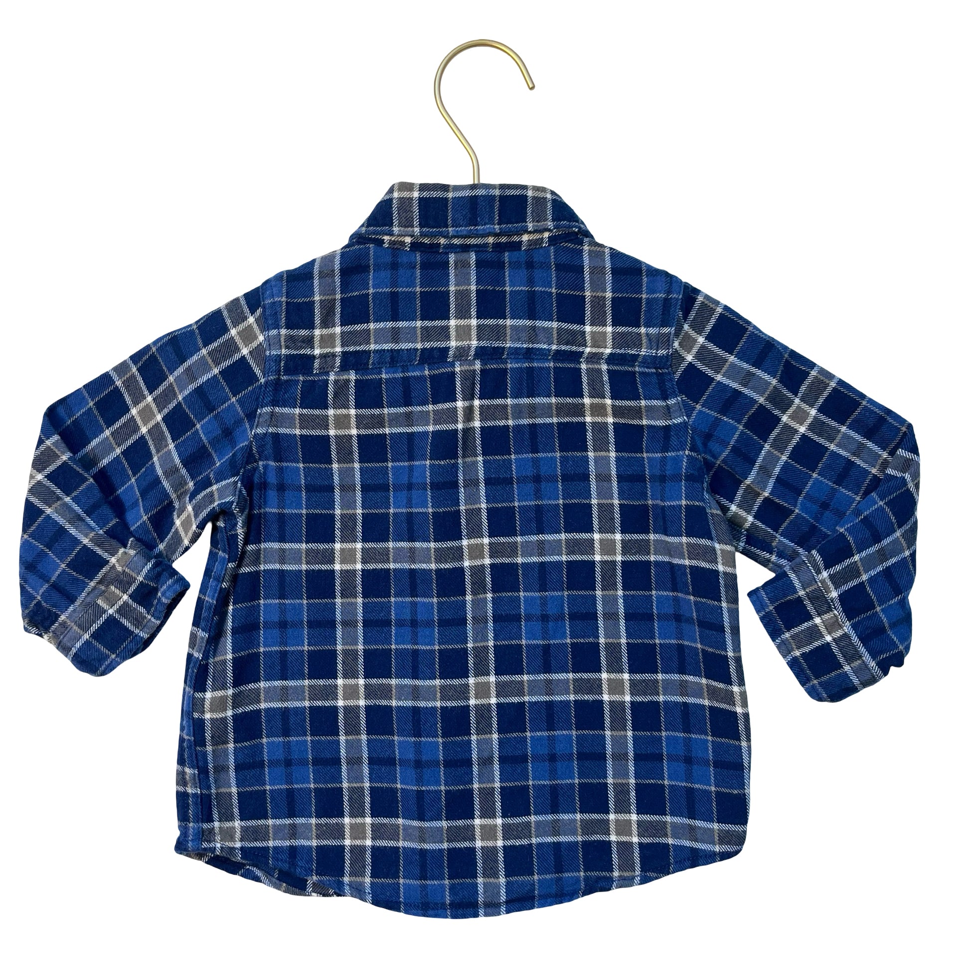 Baby Gap Blue, Gray Plaid Flannel Button Down Shirt - Size 18-24 Mo