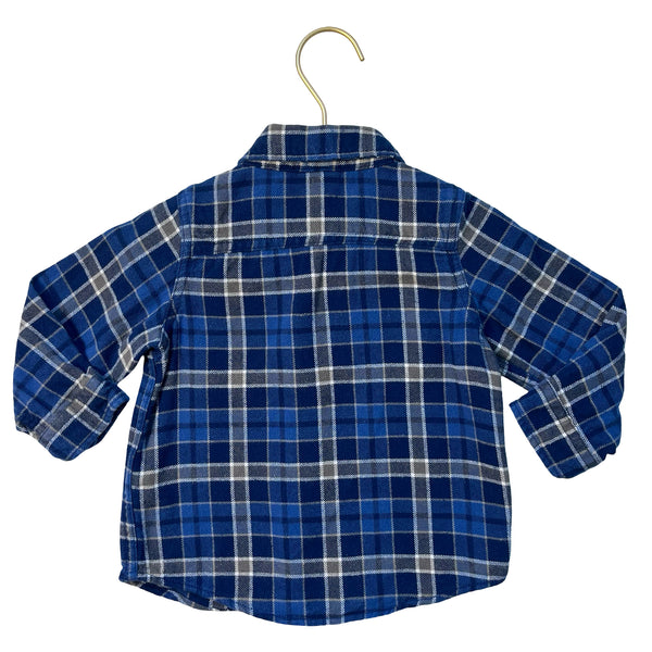 Baby Gap Blue, Gray Plaid Flannel Button Down Shirt - Size 18-24 Mo