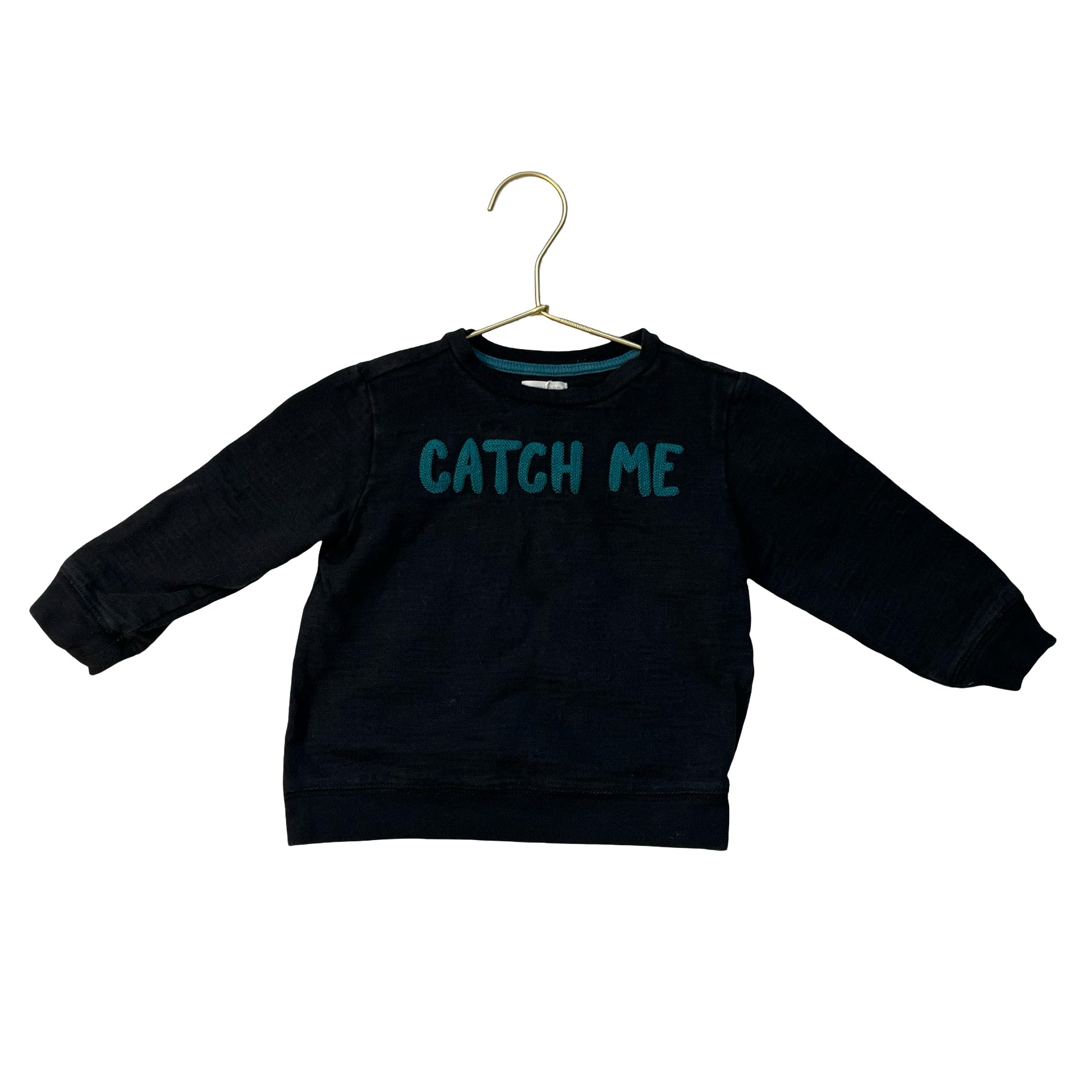 Gymboree Black, Teal, Lime 'Catch Me If You Can' Pullover - Size 18-24 Mo