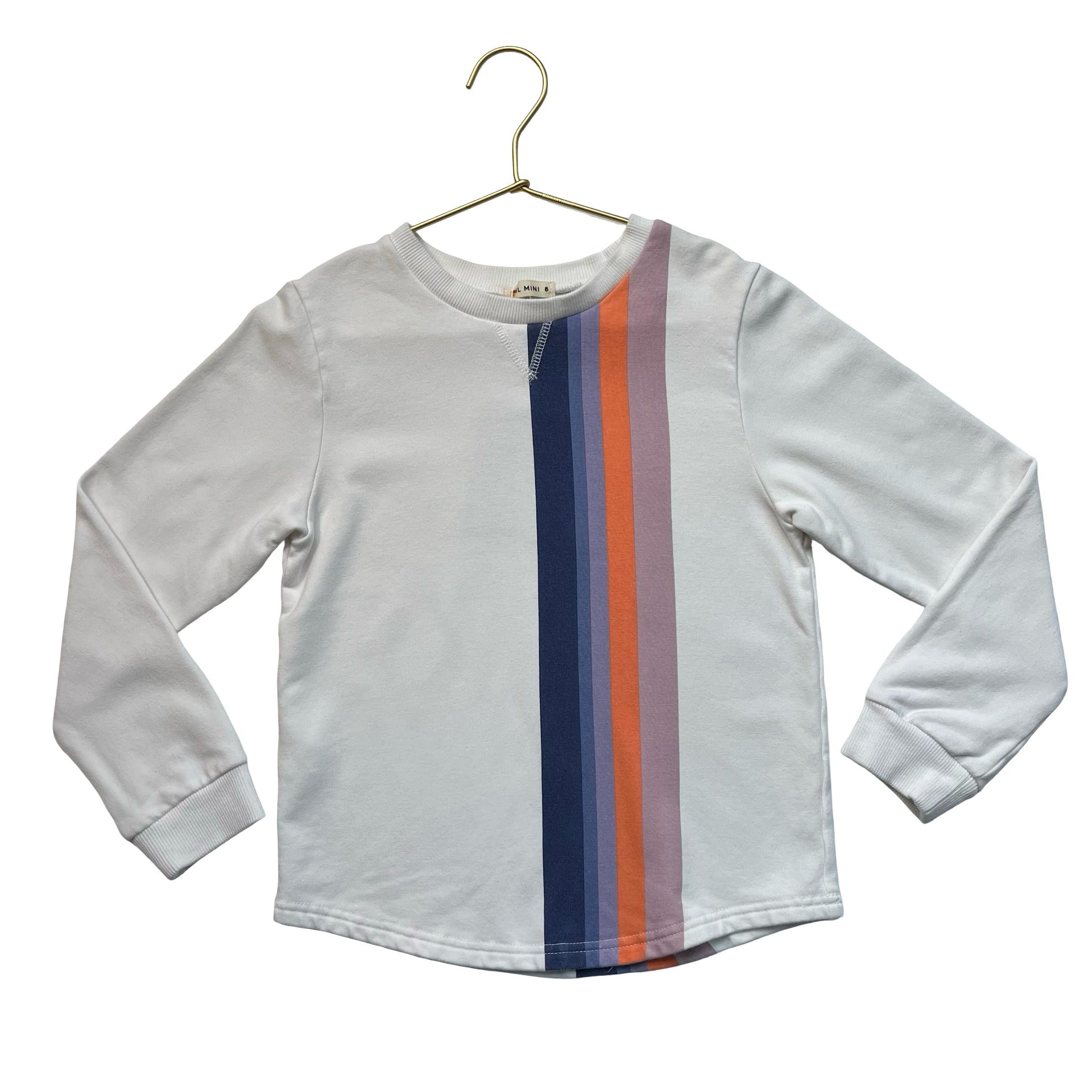 Marine Layer ML Mini Ivory, Purple, Orange Striped Tunic Sweatshirt - Size 8