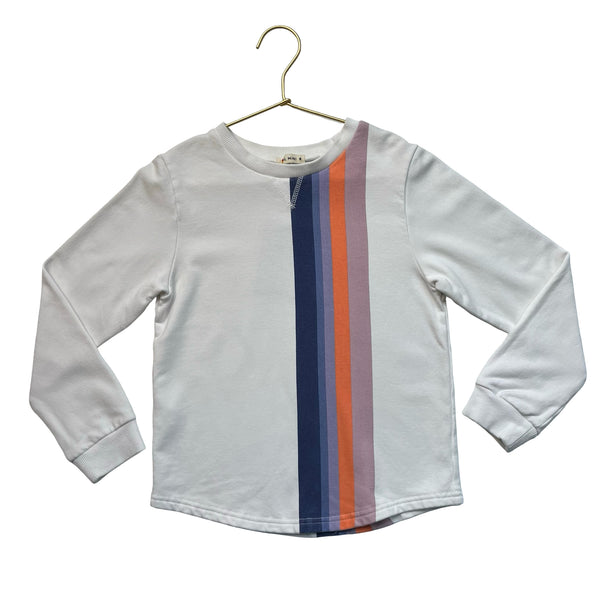 Marine Layer ML Mini Ivory, Purple, Orange Striped Tunic Sweatshirt - Size 8