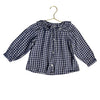 Zara Navy & White Check Flannel Button Down Blouse - Size 2-3