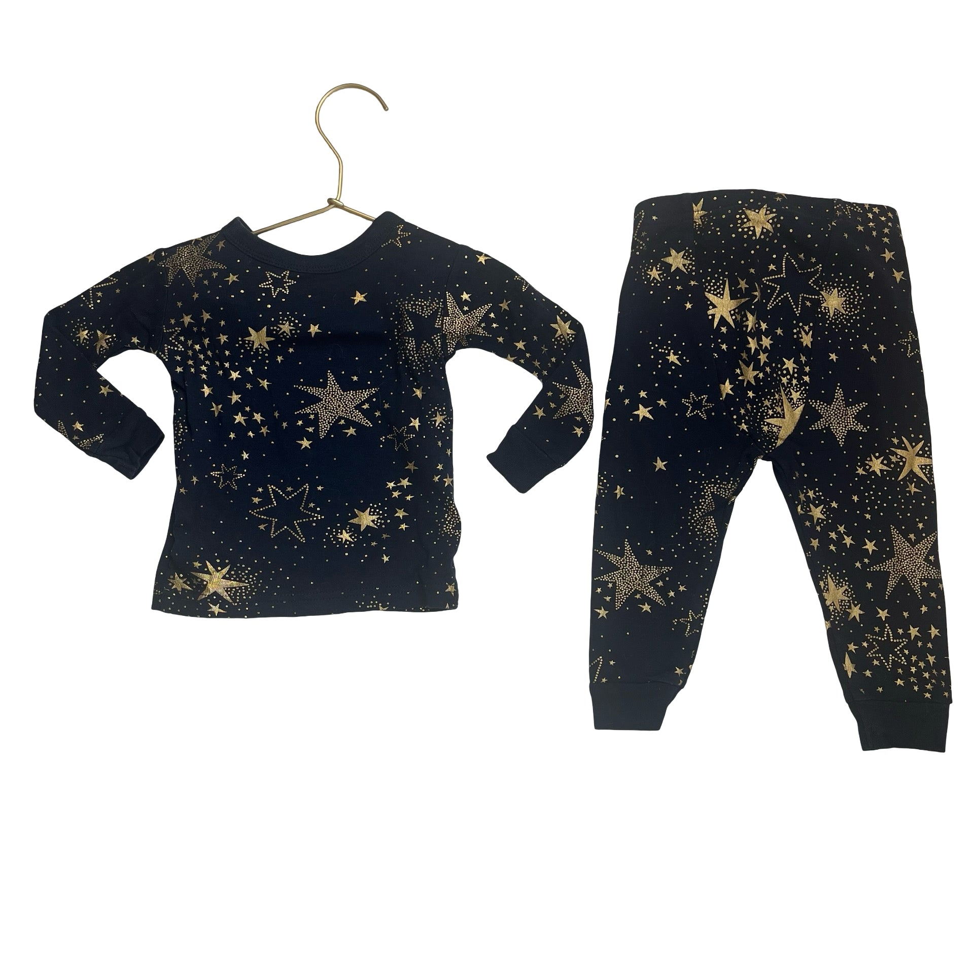 Baby Gap Navy & Gold Foil Star 2 Piece PJs - Size 12-18 Mo