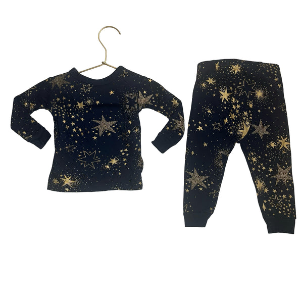 Baby Gap Navy & Gold Foil Star 2 Piece PJs - Size 12-18 Mo