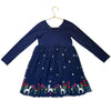 Hanna Andersson Navy Embroidered Unicorn Tulle Dress - Size 6-7