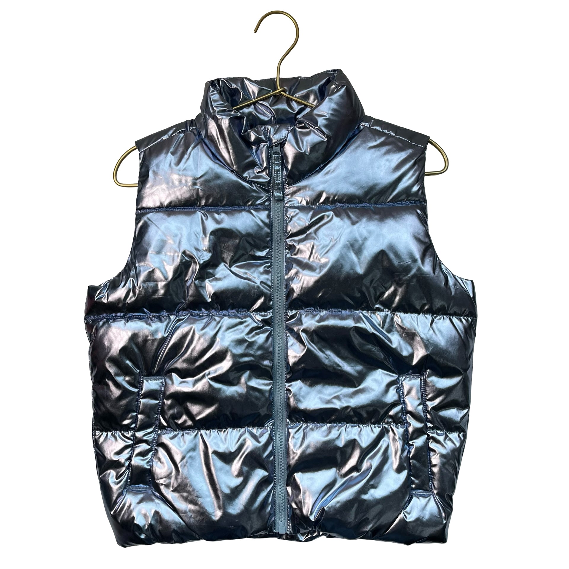 Old Navy Metallic Periwinkle Blue Puffer Vest - Size L 10-12