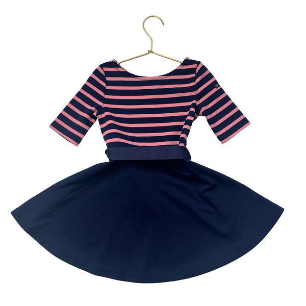 Polo Ralph Lauren Navy & Pink Striped Belted Dress - Size 3