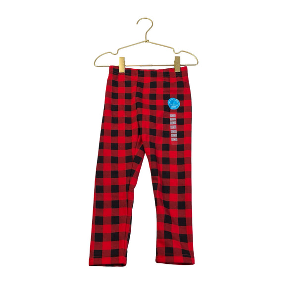 Carter's Fleece-Lined Red & Black Plaid Leggings - Size 4