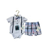 Andy & Evan Light Blue Bowtie Onesie & Plaid Short Set w/ Tag - Size 6 - 9 Mo - Bounce Mkt