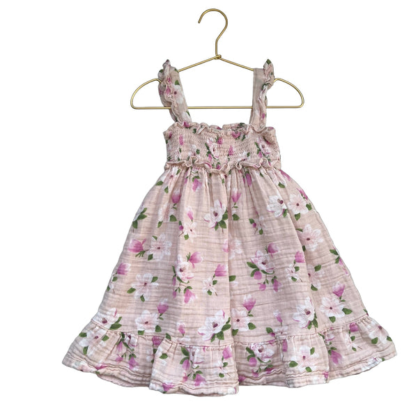 Angel Dear Pink Floral Cotton Gauze Smocked Dress - Size 5 - Bounce Mkt