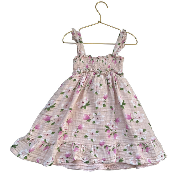 Angel Dear Pink Floral Cotton Gauze Smocked Dress - Size 5 - Bounce Mkt