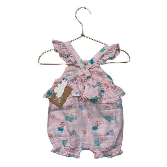 Angel Dear Pink Whale Print Romper with Tags - Size 3-6 Mo - Bounce Mkt