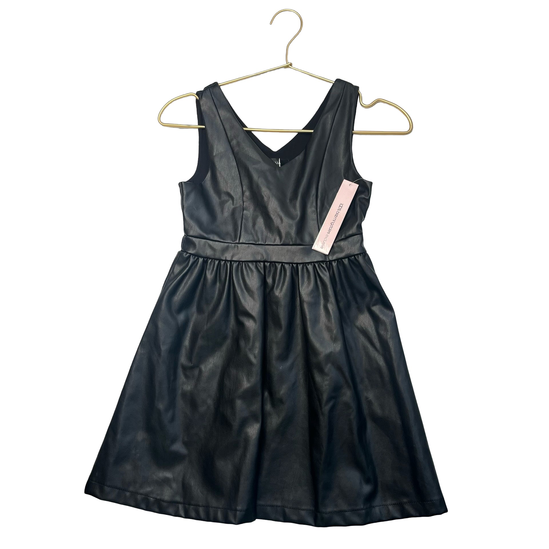 Aqua Black Faux Leather Dress with Tags - Size S 7 - 8 - Bounce Mkt