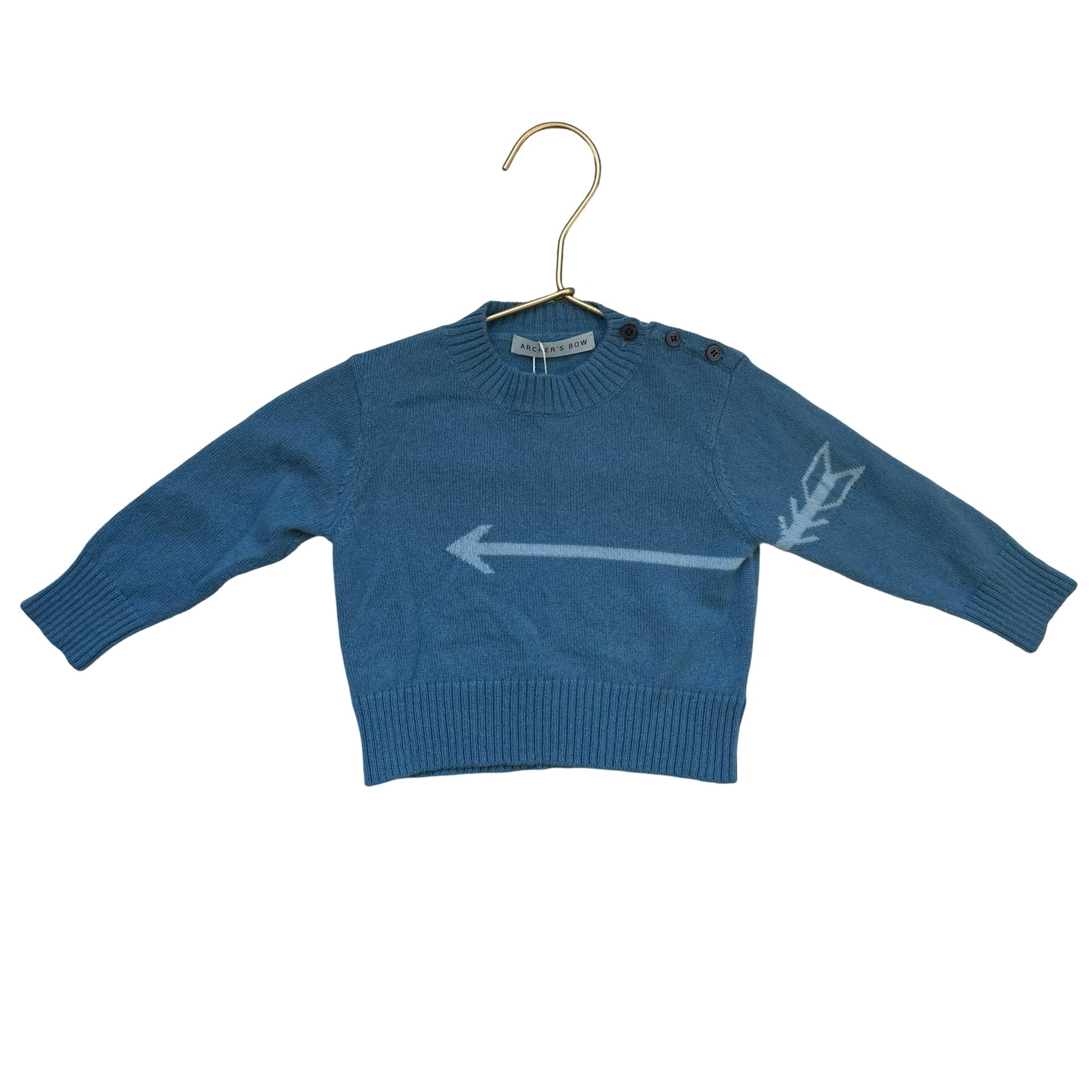 Archer's Bow Blue Arrow 100% Cashmere Sweater - Size 6 - 9 Mo - Bounce Mkt