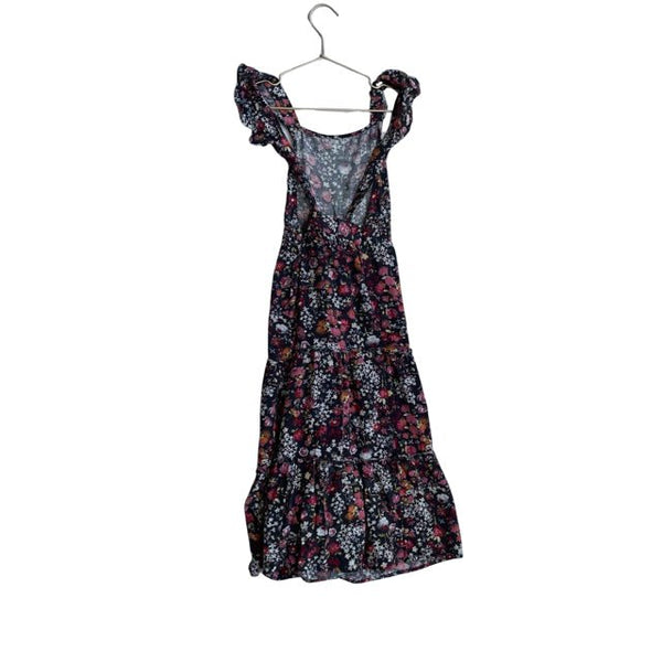 Art Class Dark Gray & Pink Floral Maxi Dress - Size M 7 - 8 - Bounce Mkt