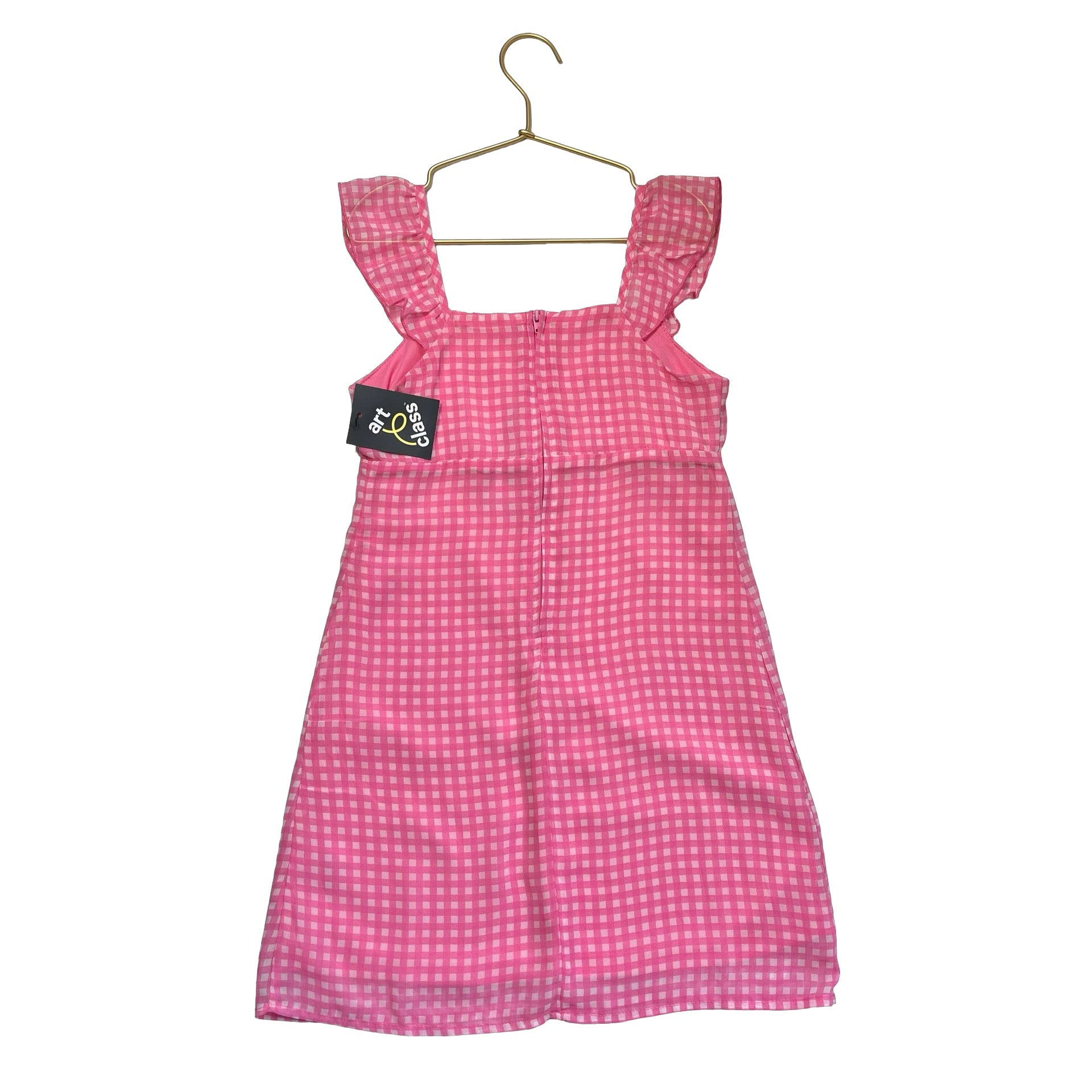 Art Class Pink Gingham Chiffon Dress with Tags - Size M 8 - Bounce Mkt