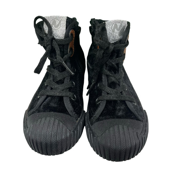 Naturino Black Crushed Velvet High Top Sneakers - Size 28 (11)