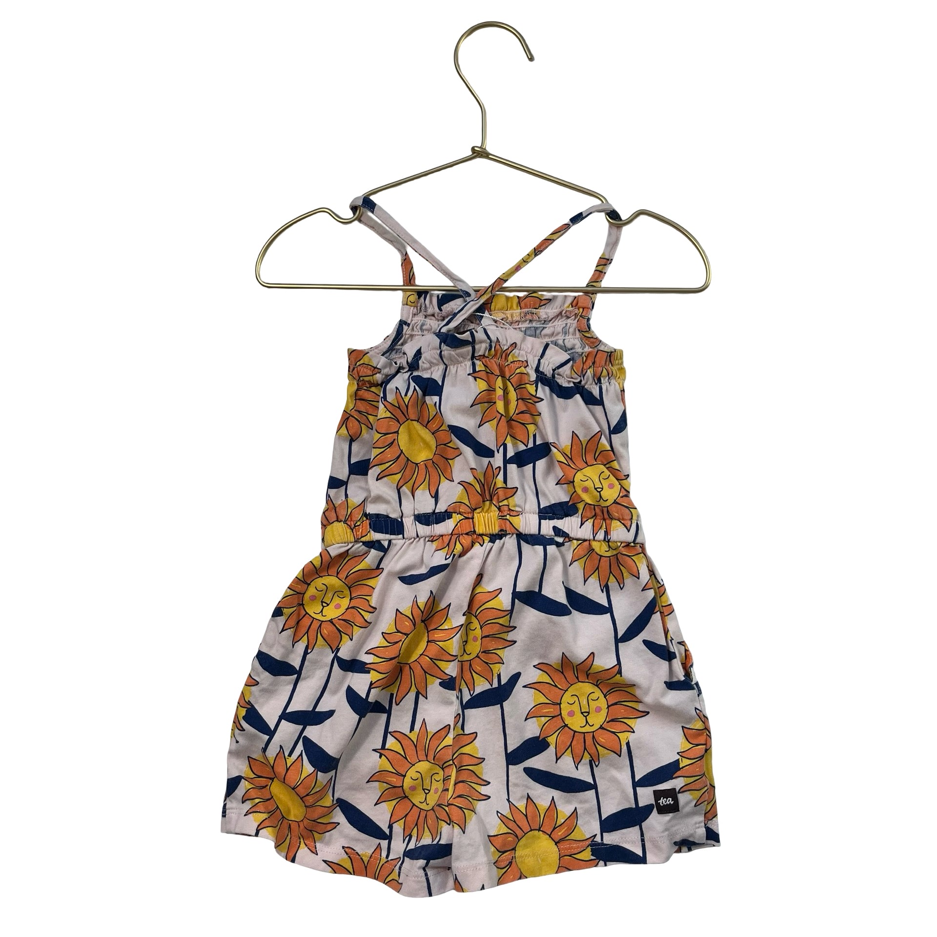 Tea Light Pink Sunflower Romper - Size 2