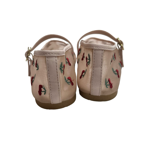 Zara Pink Mesh Embroidered Cherry Shoes - Size 30 (12.5)