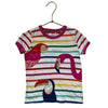 Mini Boden Colorful Striped Bird Applique T-Shirt - Size 3-4Y