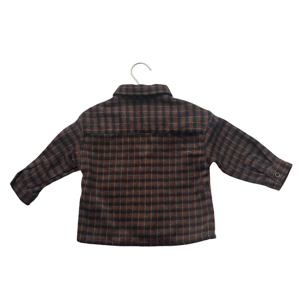 Zara Brown, Navy, Red, Yellow Plaid Flannel Shacket Shirt - Size 1.5Y