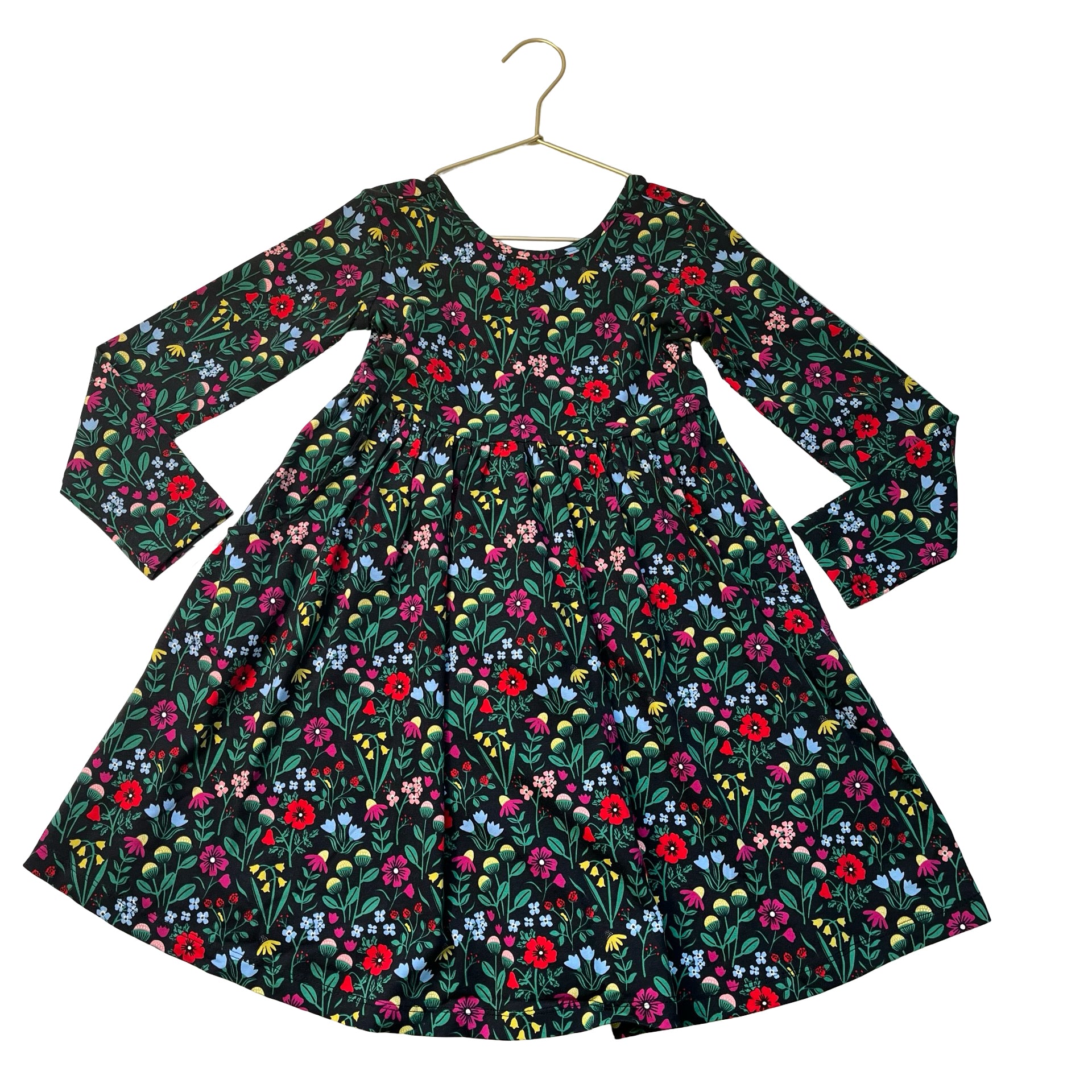 Hanna Andersson Black Floral Dress - Size 6-7