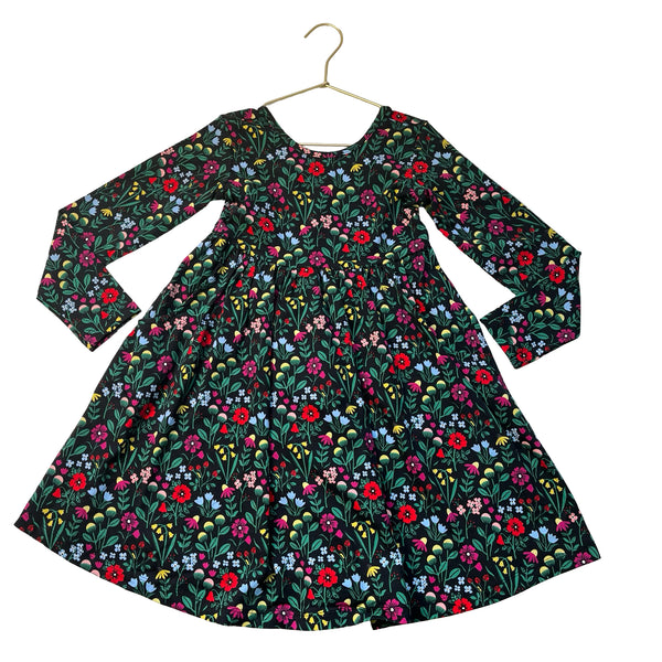 Hanna Andersson Black Floral Dress - Size 6-7