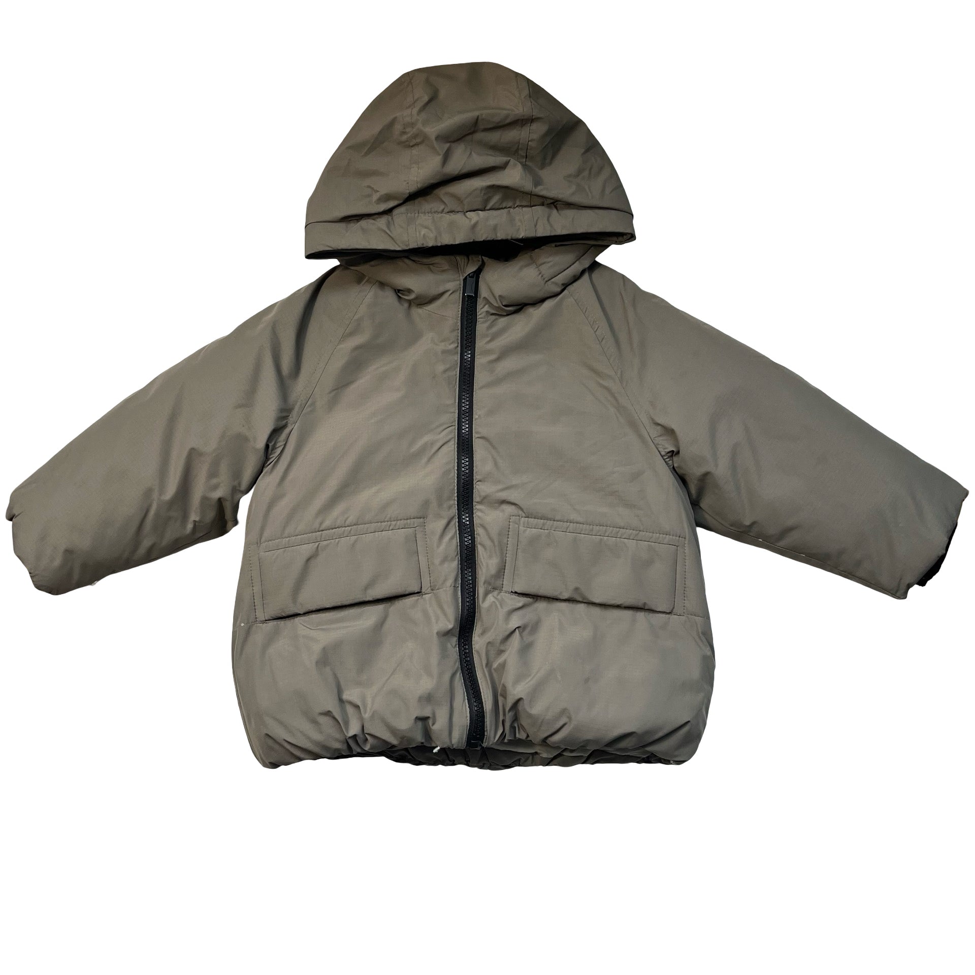 Zara Olive Green Hooded Winter Jacket - Size 4