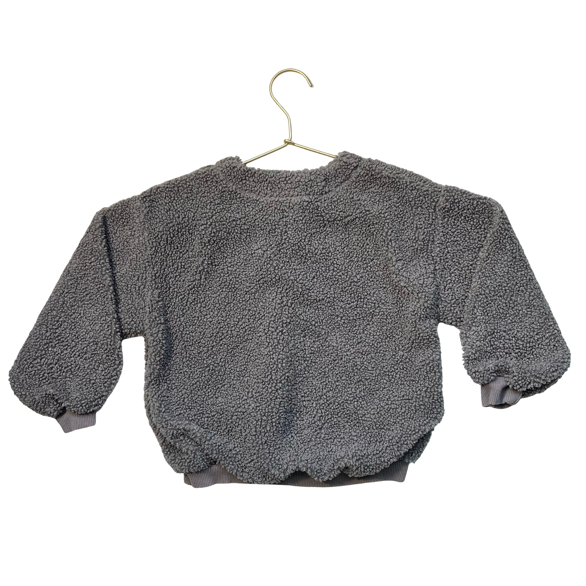 Zara Gray Sherpa Henley Sweatshirt - Size 6