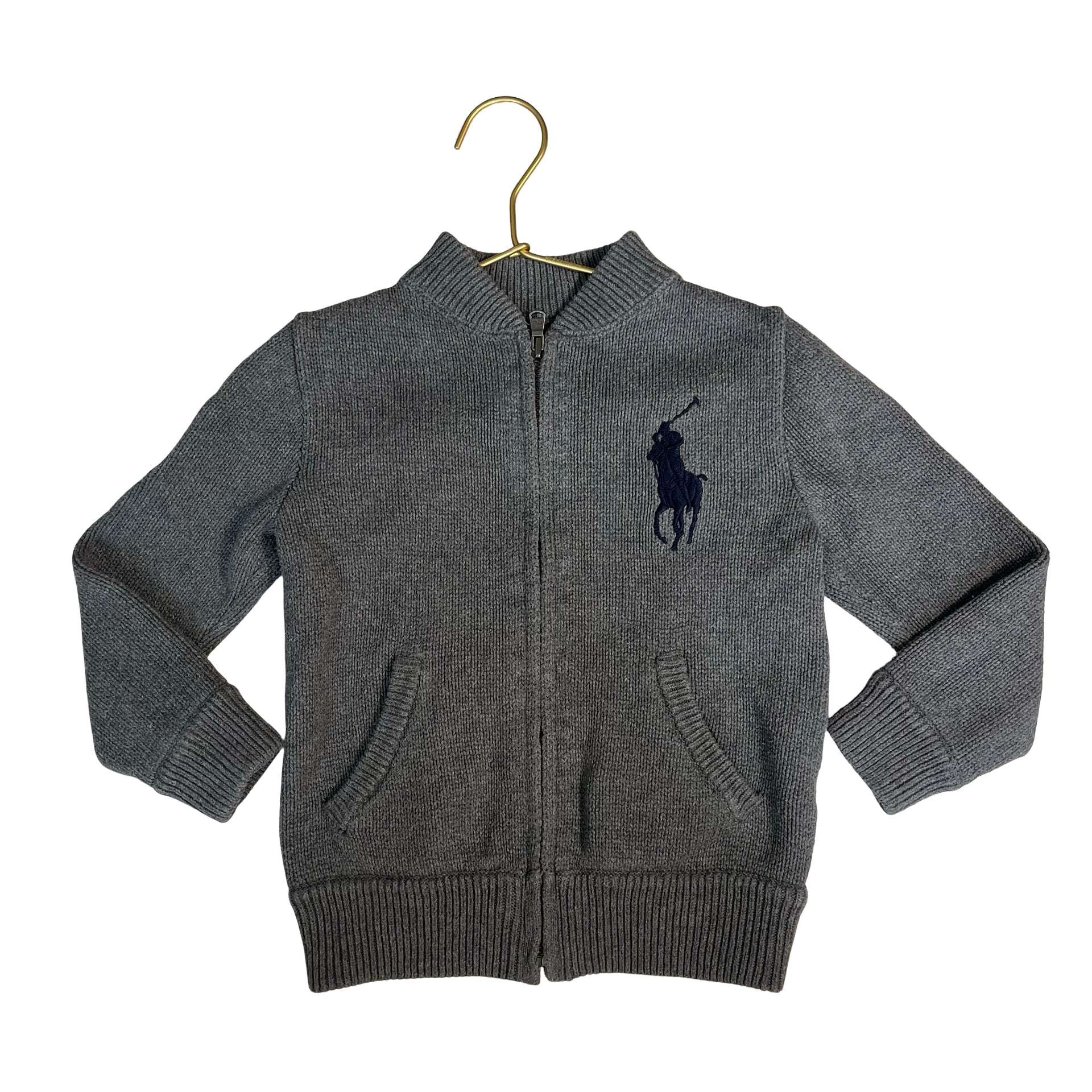 Polo Ralph Lauren Gray Cotton Zip-Up Cardigan Sweater - Size 4