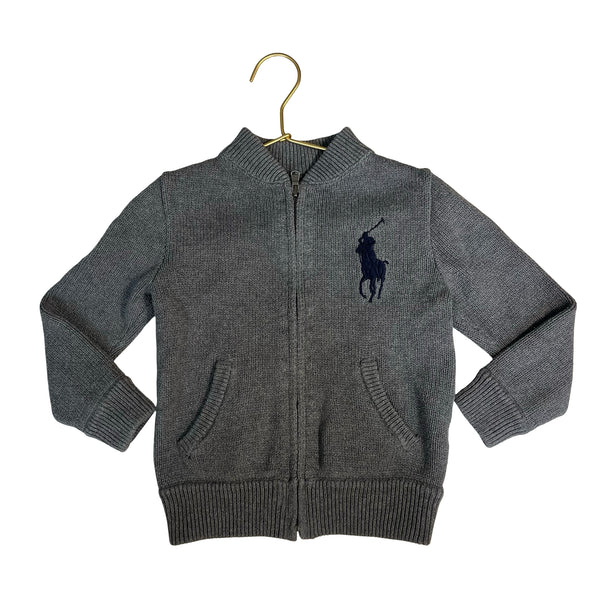 Polo Ralph Lauren Gray Cotton Zip-Up Cardigan Sweater - Size 4