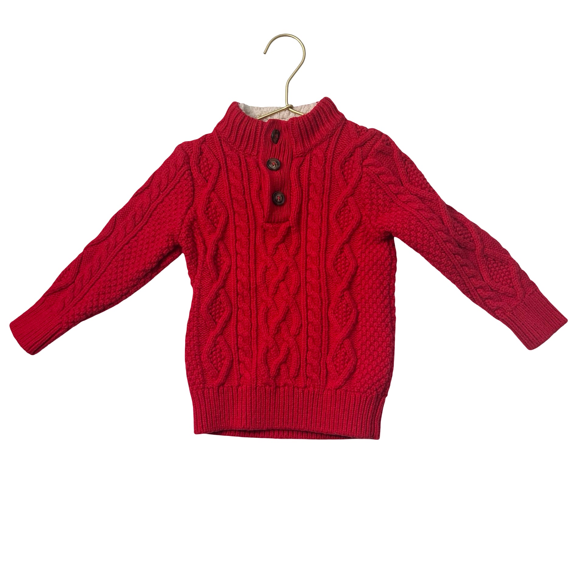 Baby Gap Red Cable-Knit Quarter-Button Sweater - Size 2
