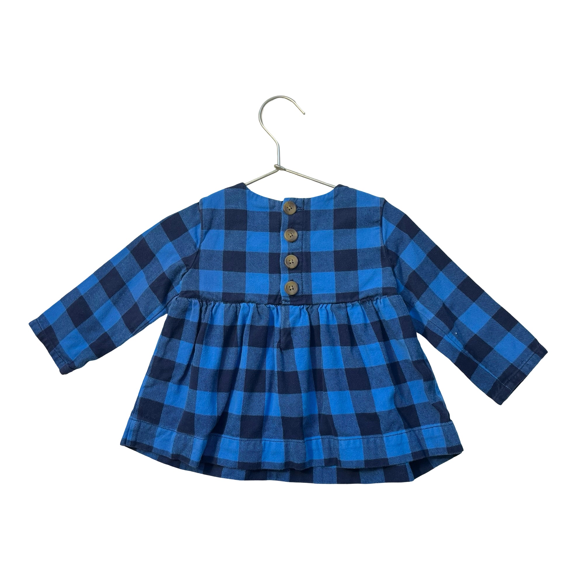 Hanna Andersson Blue & Navy Check Flannel Top - Size 80 (18-24 Mo)