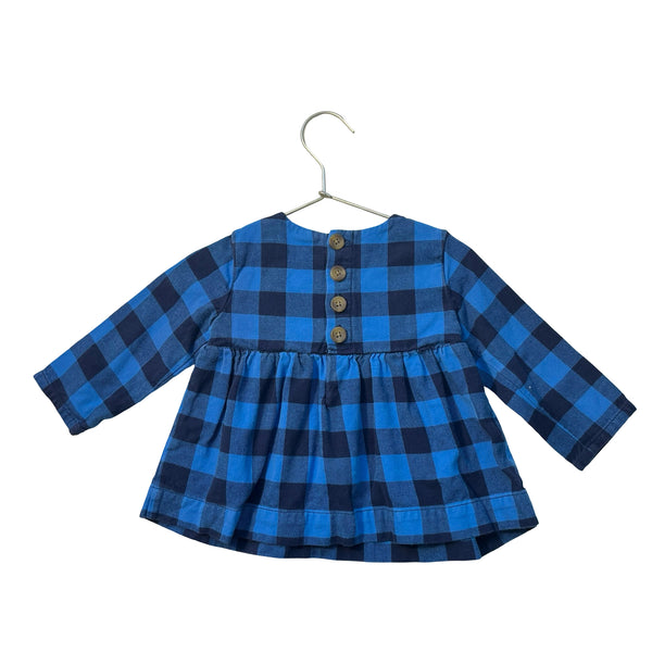 Hanna Andersson Blue & Navy Check Flannel Top - Size 80 (18-24 Mo)
