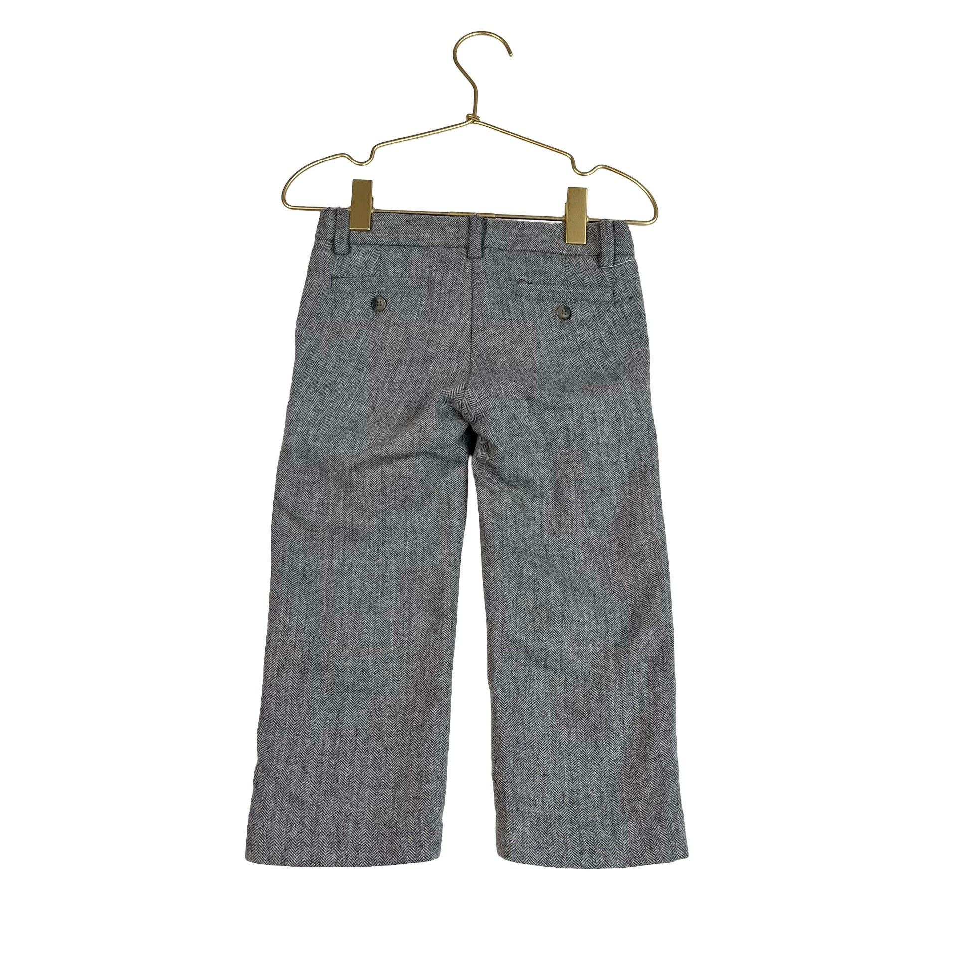 Janie and Jack Wool-Blend Gray Herringbone Lined Pants - Size 2T